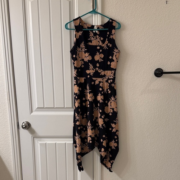 Pact Black and Tan Floral Asymmetrical Dress - Picture 3 of 3